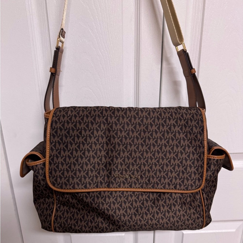 Michael Kors Dark Brown Monogram Crossbody Diaper bag